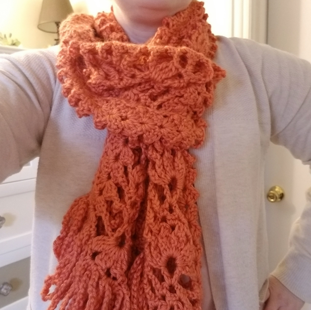 Elegant Orange Crochet Scarf